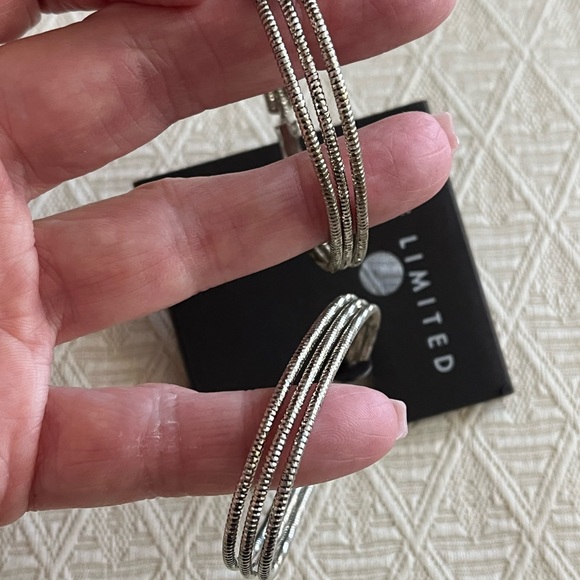 The Limited Silvertone Hoop Pierced Earrings NWT - Picture 8 of 10